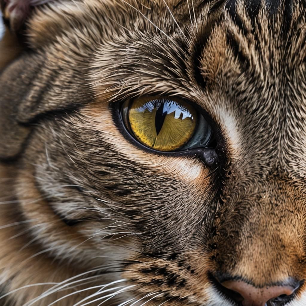 Mesmerizing Cat Eye Close-Up with Light Reflections