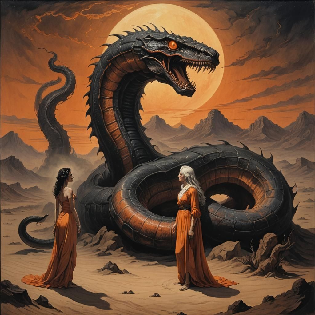 18th century atlas/dynamic lighting;"sunset Orange+murky blackened sands; (gargantuan:1.3) desert worm with (face:1.2) o...