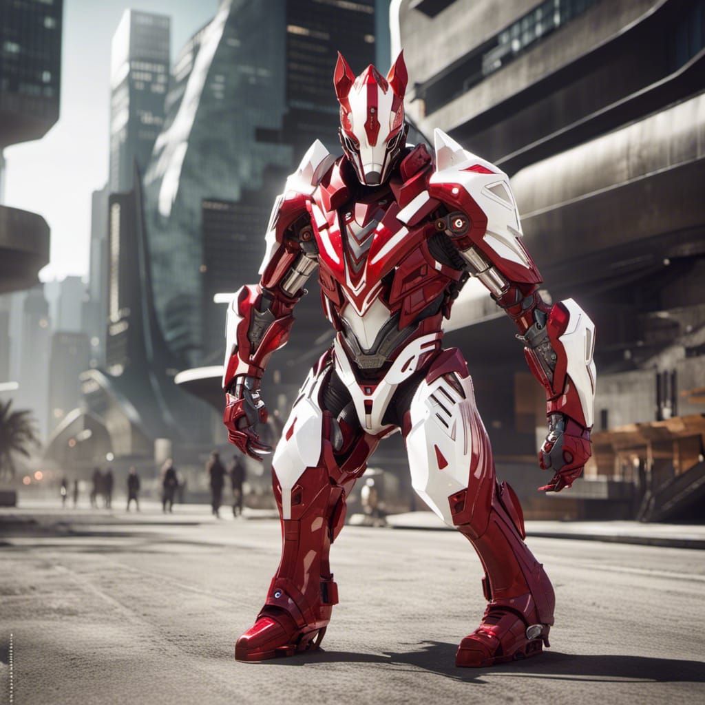 Futuristic Armored Horse-Human Hybrid in Desert City