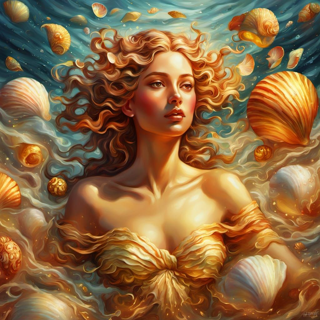 Aphrodite Emerges: Mythological Digital Art in Oil Painting ...