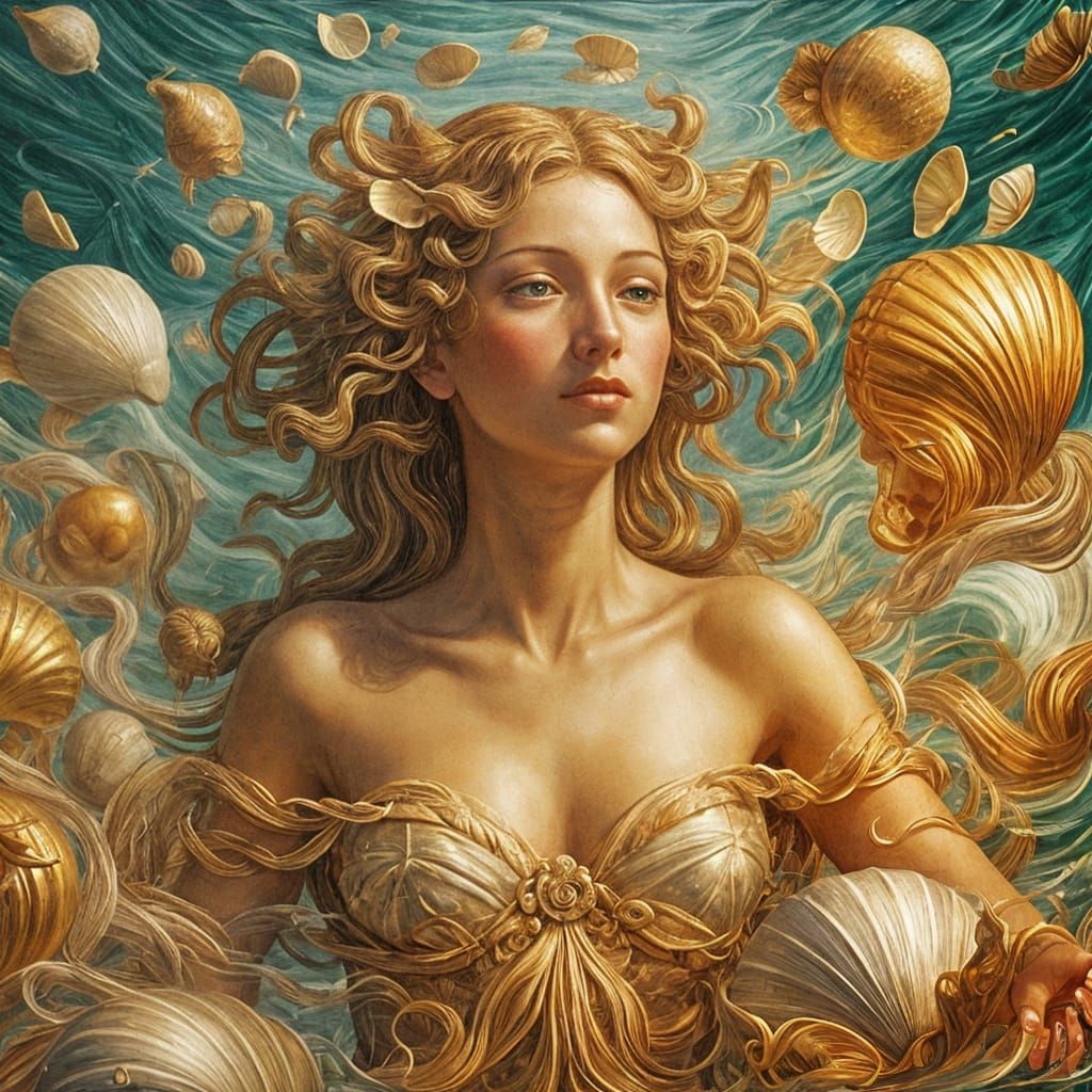 Aphrodite's Symbols: Golden Apple, Seashells, Mirrors