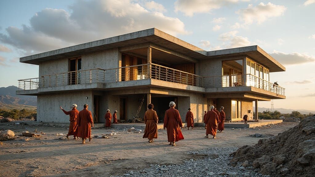 Magical Construction Wizards Building a Modern Home