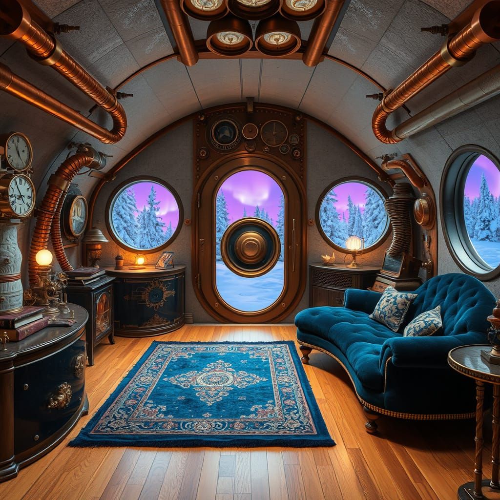 Steampunk Igloo Sanctuary with Copper Pipes and Whimsical Ga...