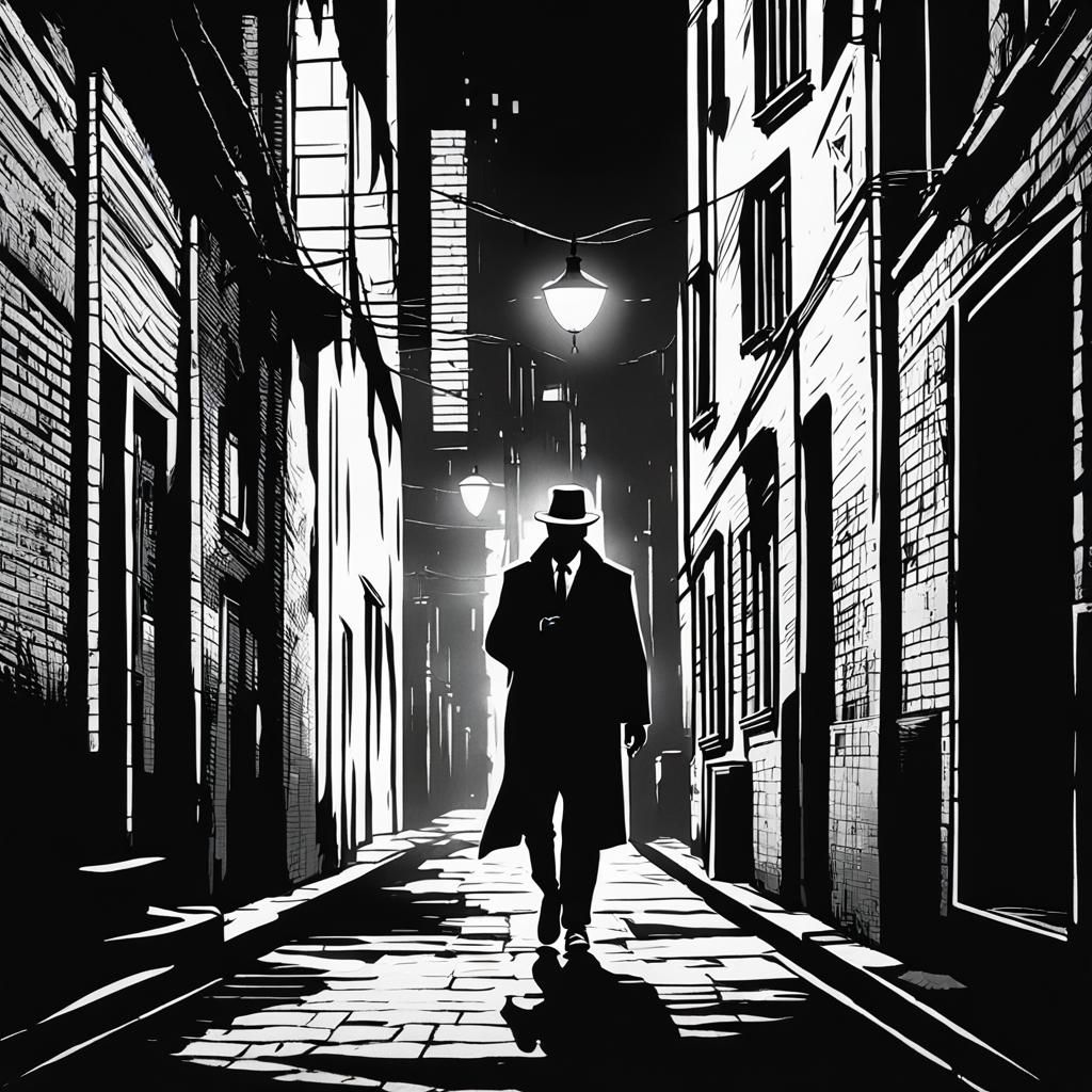 Undercover Spy Concept Art in Noir Aesthetic