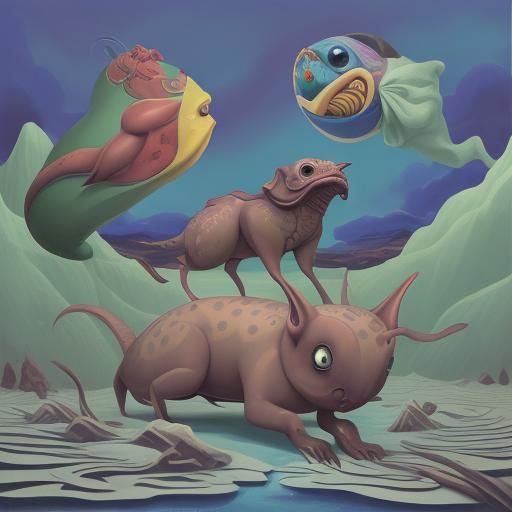 Surreal Animals in Mas-Surrealism, Peca Art Style