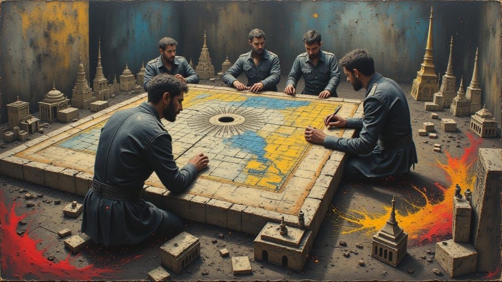 Surreal Risk Board Game With Military Players