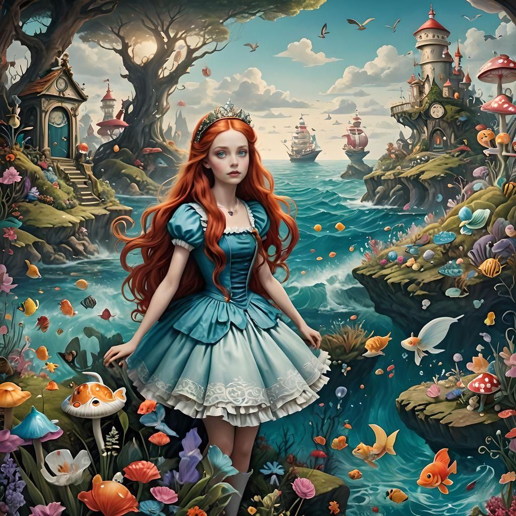 Alice and Ariel Fusion in Fantasy Seascape