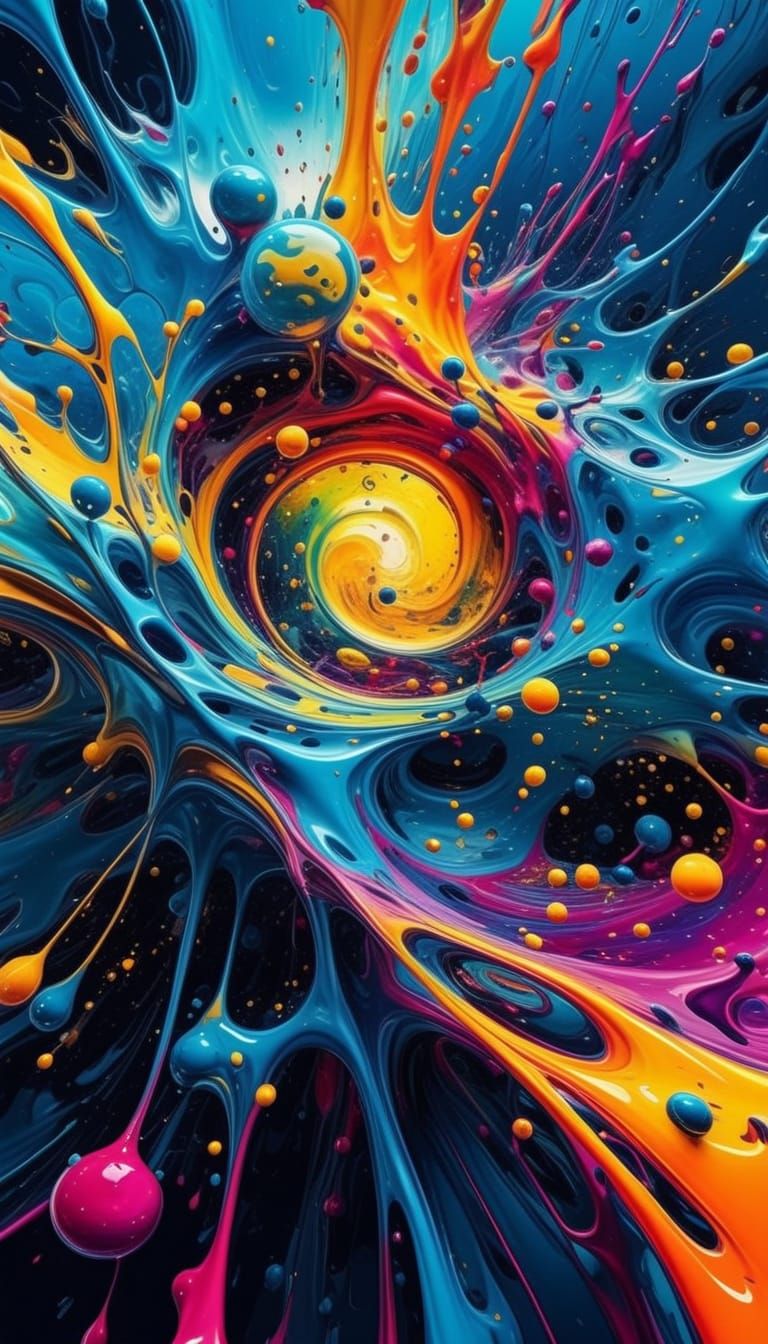 Vibrant Abstract Expressionism in Oil Painting Style