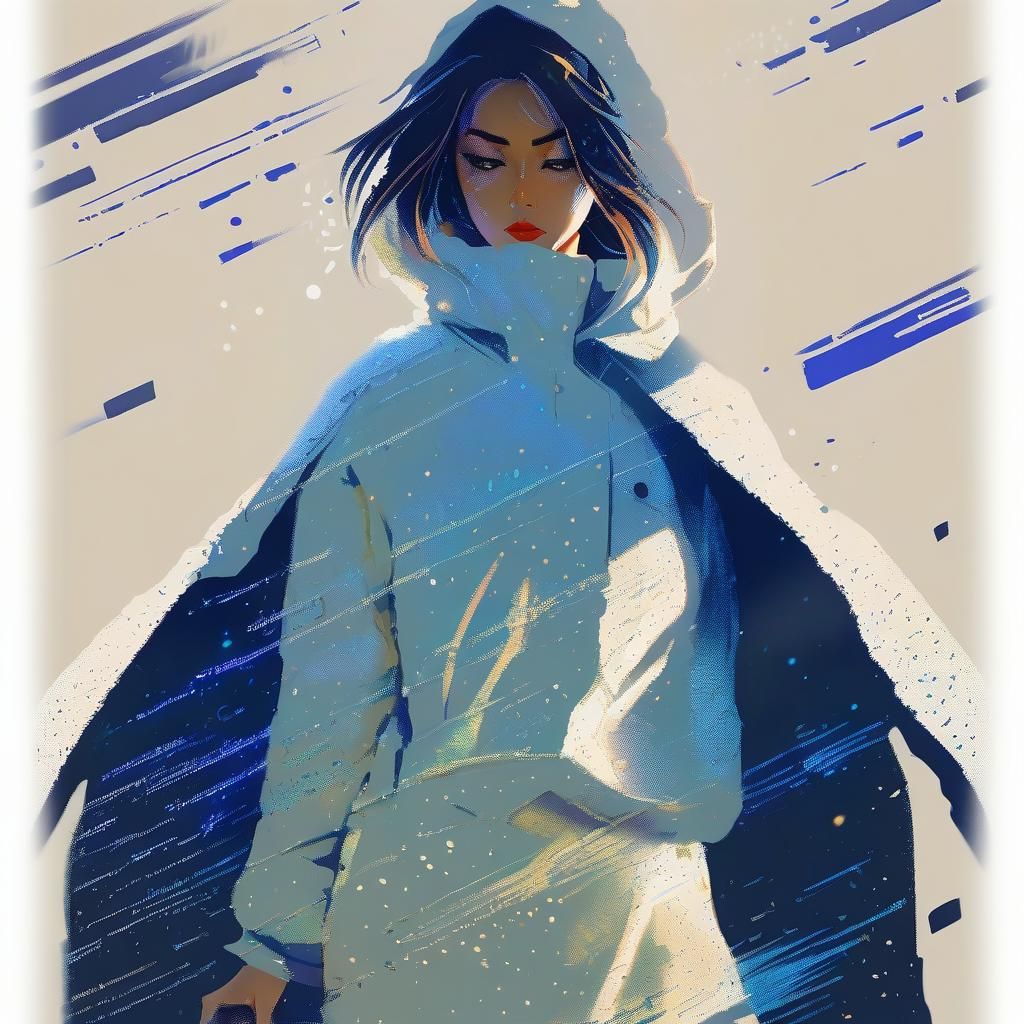 Futuristic Rococo Woman in Glitched Digital Painting