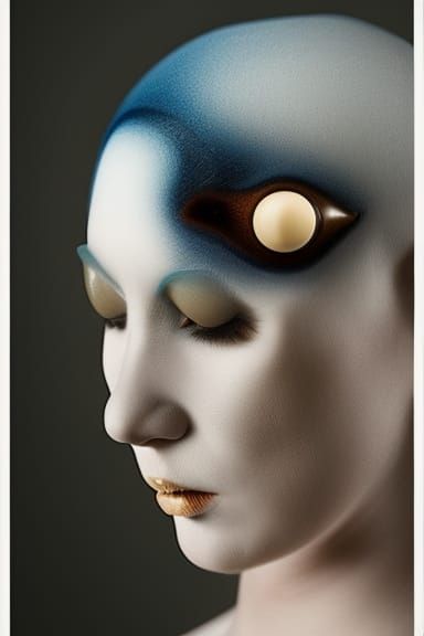 Surreal Swallow-Woman Hybrid Sculpture in Fairytale Style