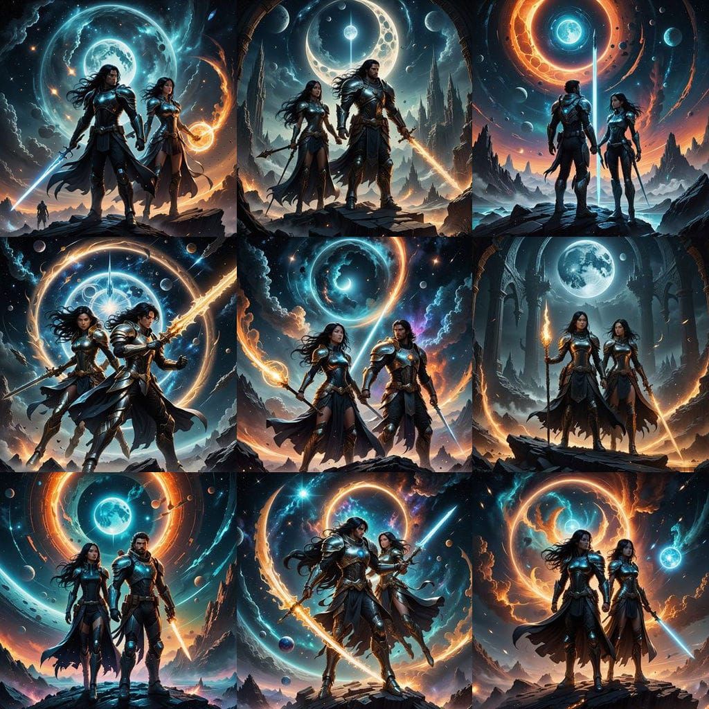 Cosmic Couple in Zero Gravity with Glowing Hair