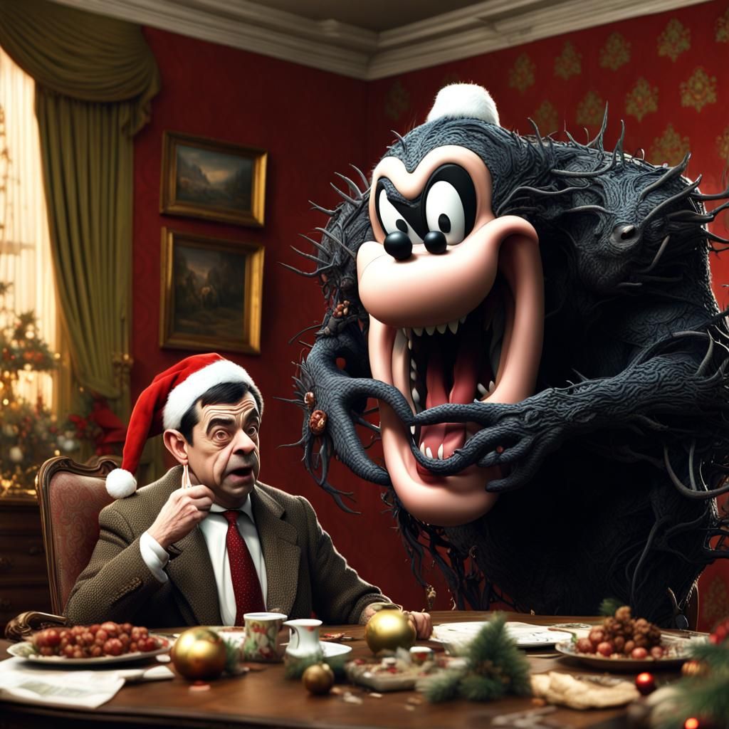 Scary Mr. Bean Christmas Mutant Hybrid: Digital Art
