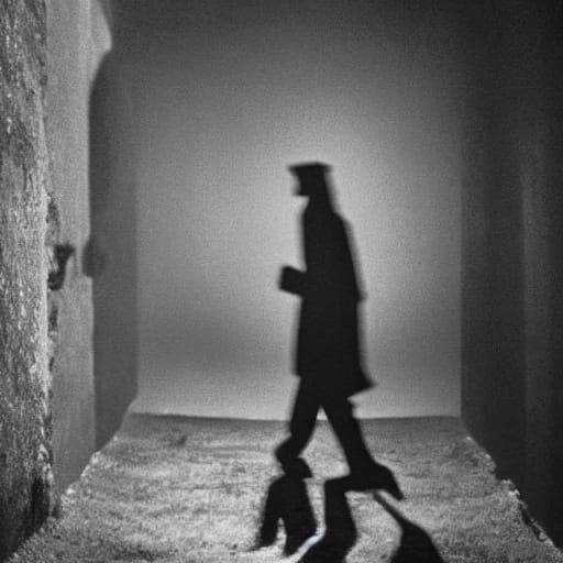 Monochromatic Surrealist Figure on Narrow Path