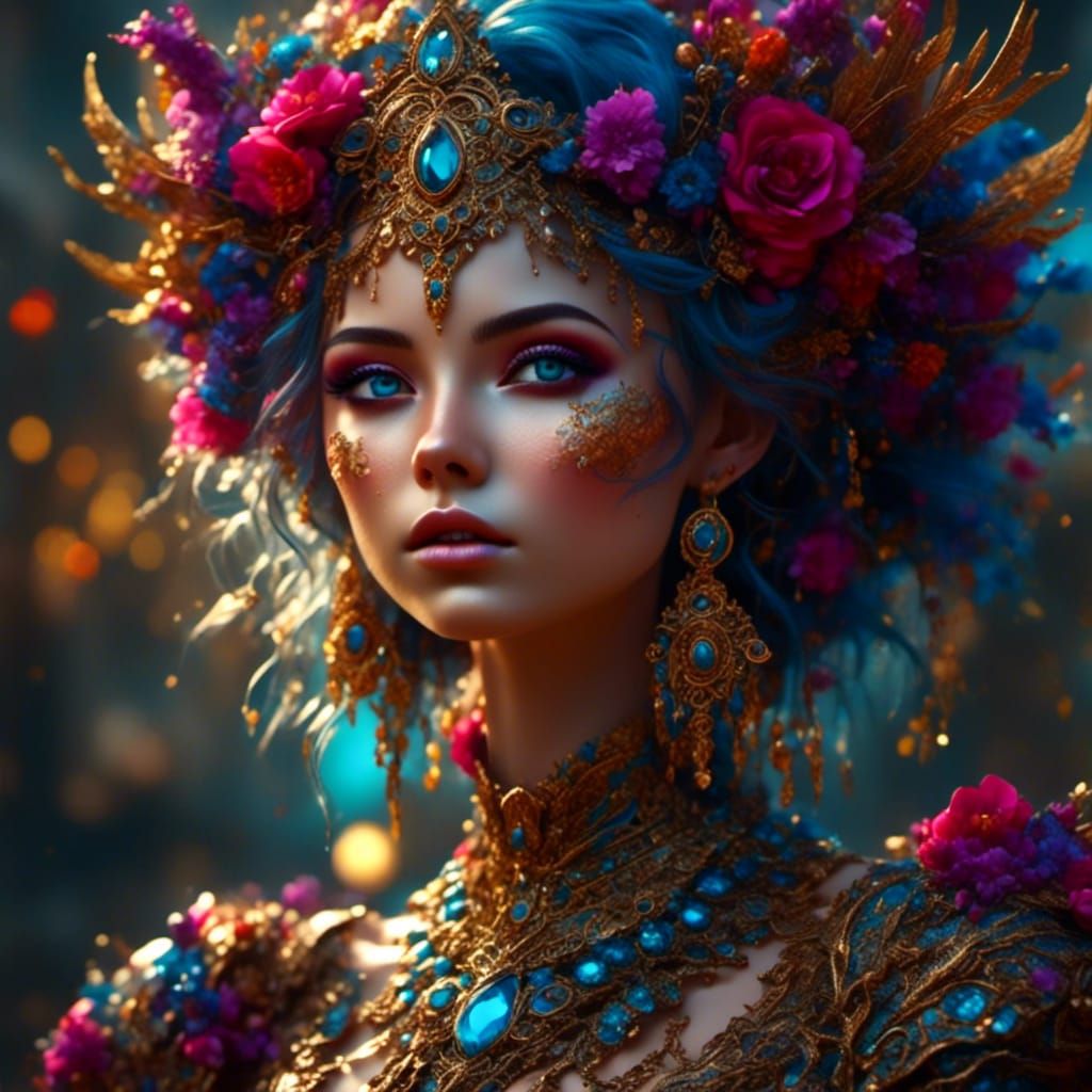 Beautiful Pixie with Vibrant Colors and Fine Lines