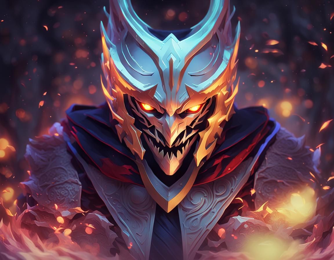 Shaco Mask and Daggers in 3D Anime Art