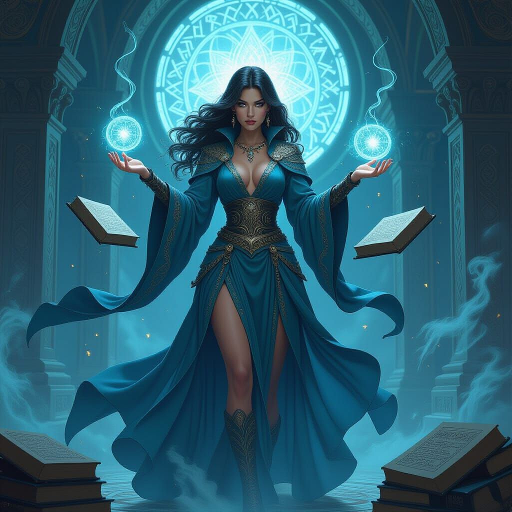Storm as Sorceress in Mystical Chamber, Hyperrealistic Art