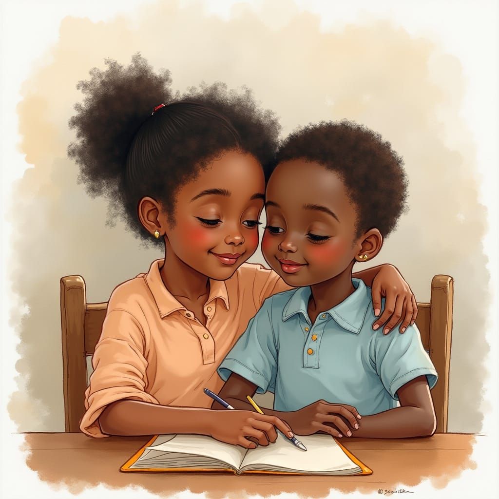 Compassion: African American Children in Watercolor Illustra...