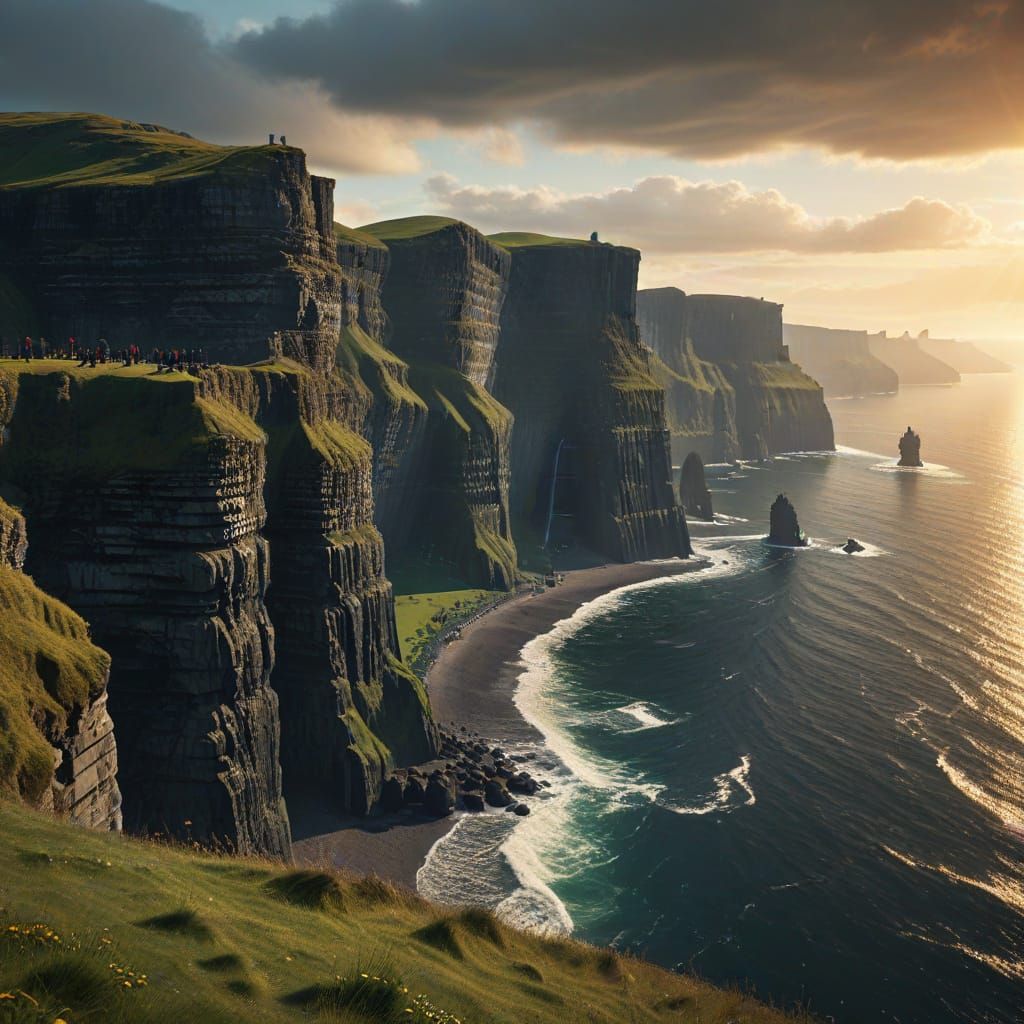 Sunny Cliffs of Moher Ireland Digital Matte Painting
