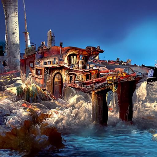 Dystopian Mediterranean Town Digital Art by Moebius