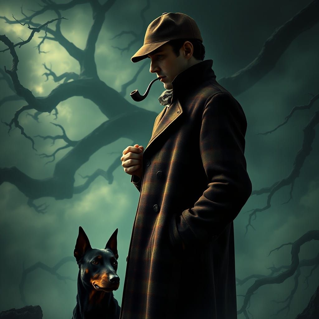 Sherlock Holmes in Ominous Forest Setting