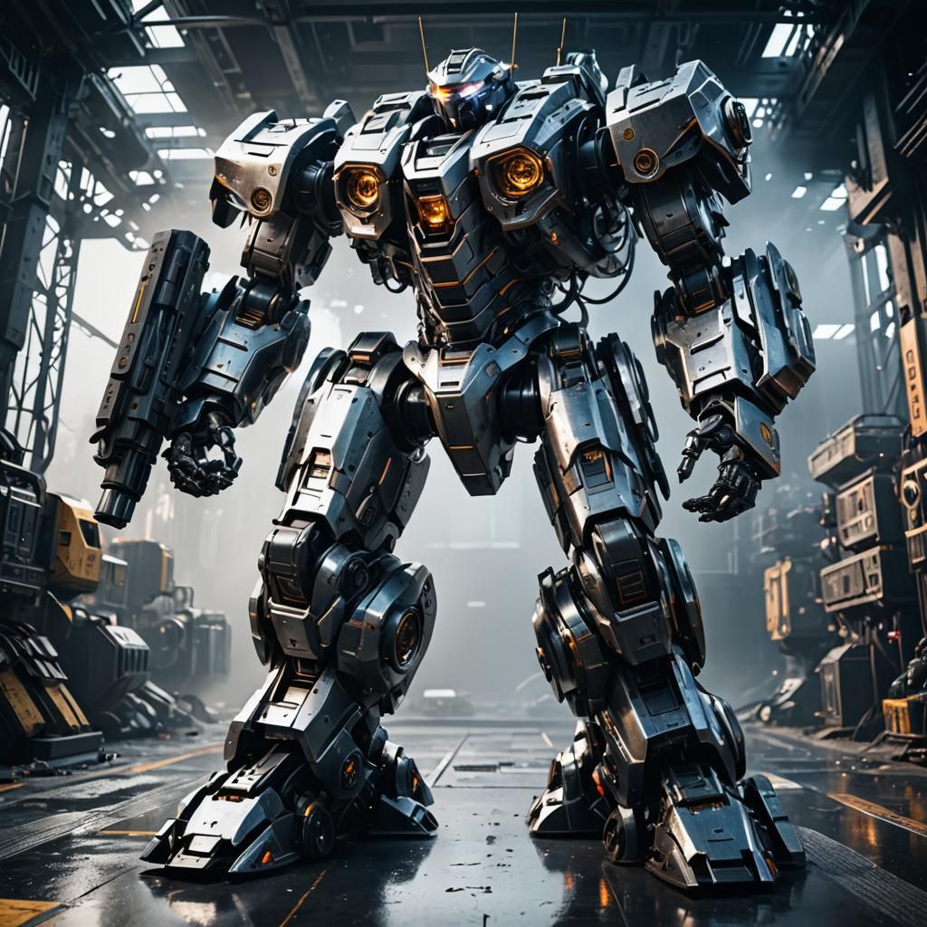 Armored Robot in Epic Sci-Fi Scene