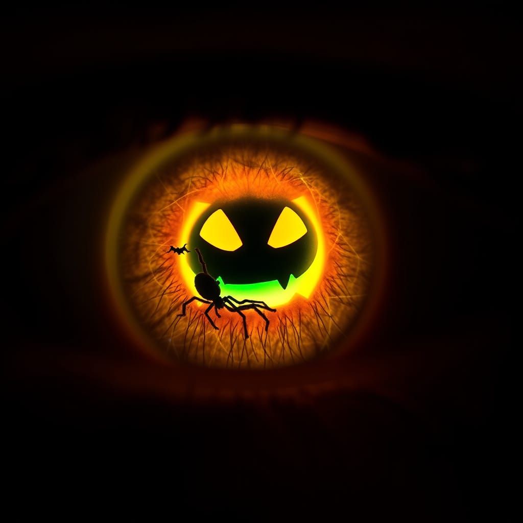 Glowing Halloween Eye with Spiderweb Detail