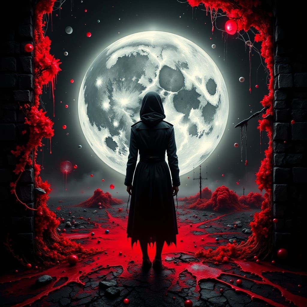 Cyberpunk Noir Poster: Astral Rift and Werewolf Hunt