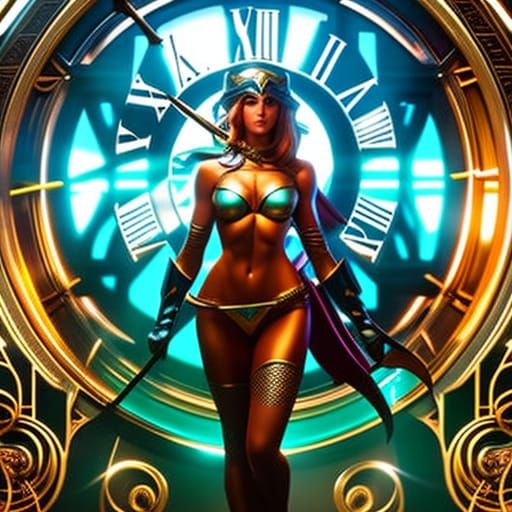 Goddess of Time in Hyperrealistic Detail