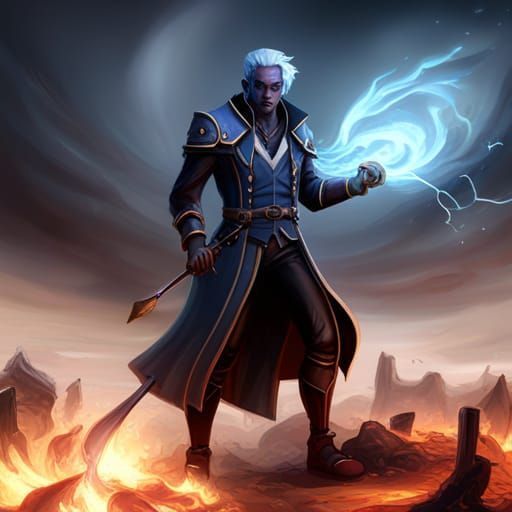 Drow Warlock Casting Spell, Fantasy Art