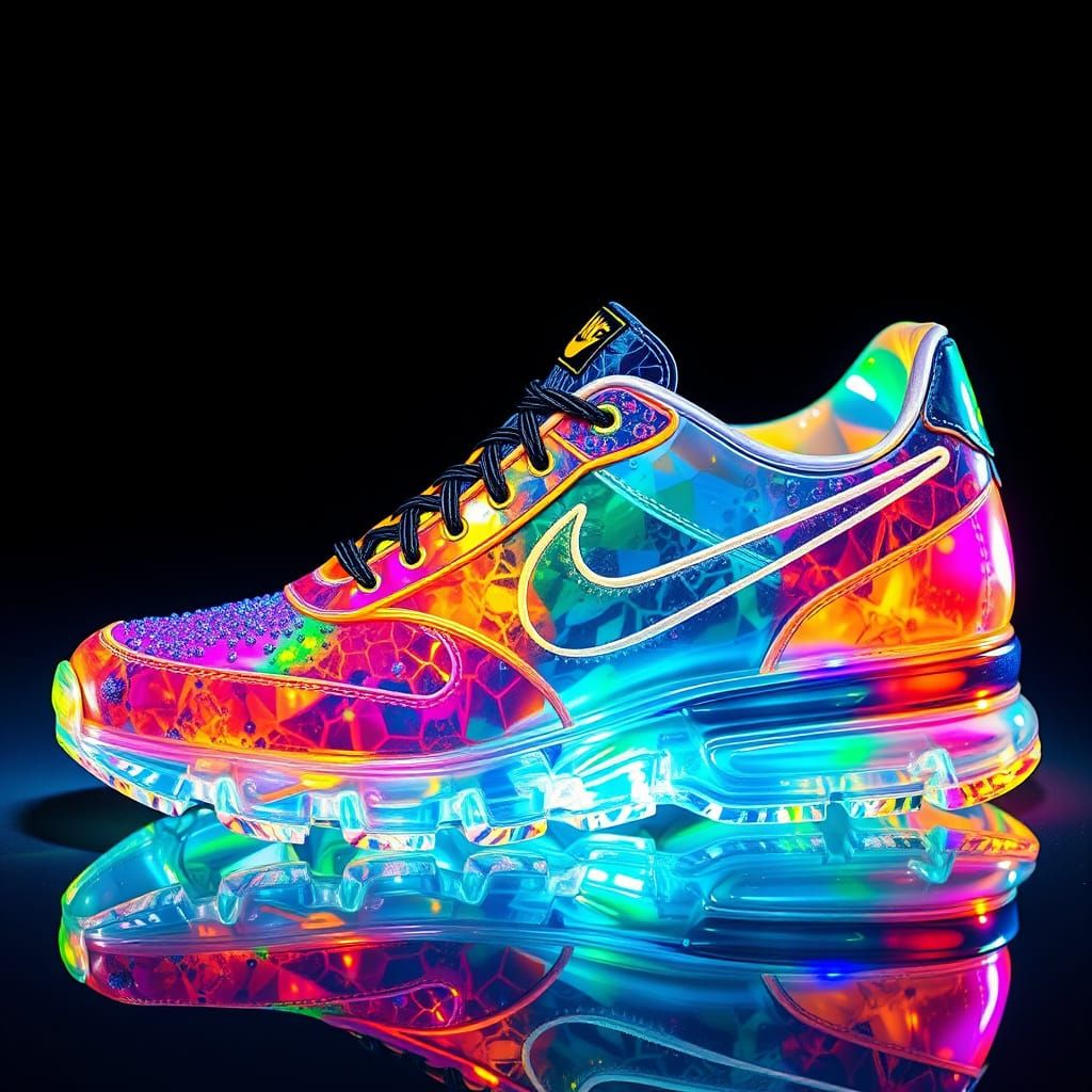 Glass and Crystal Nike Sneaker in Futuristic Style