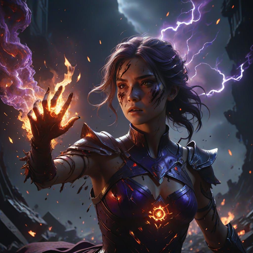 Universe Hero Amidst Cosmic Destruction