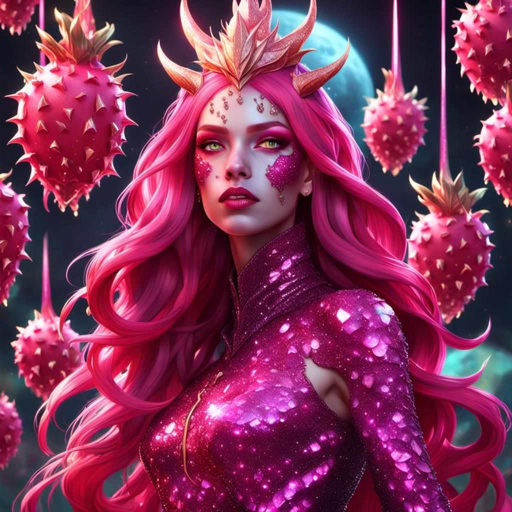 Realistic Dragon fruit Queen