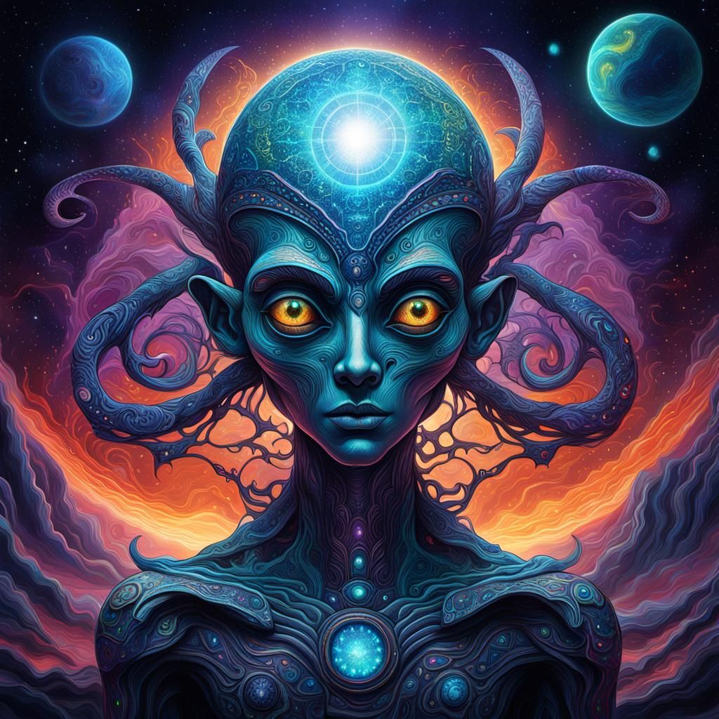 Astral Shadow Realms: Holographic Cosmic Illustration