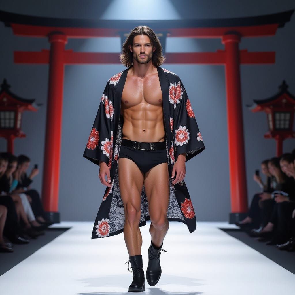 Kimono Fashion Show: Hyperrealistic Digital Art