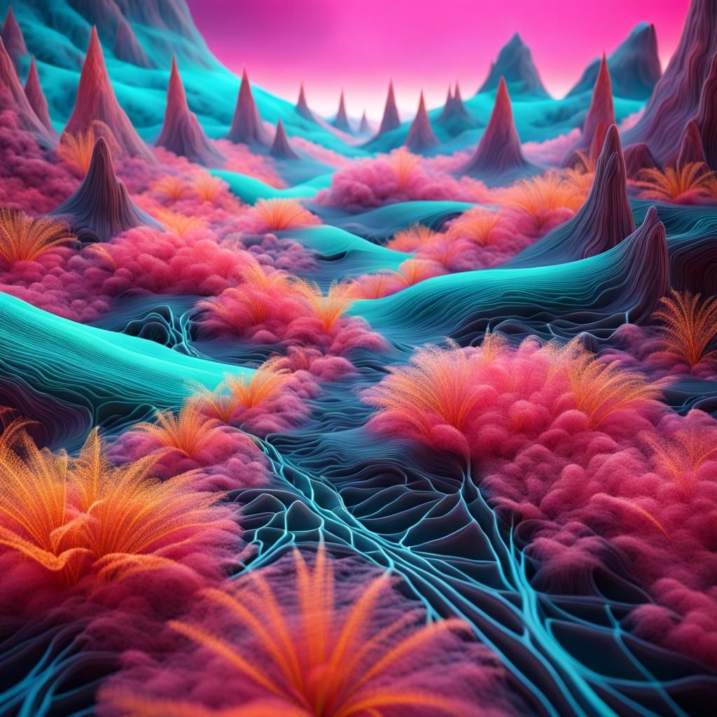 Magical Sci-Fi Landscape in Organic 3D Mesh