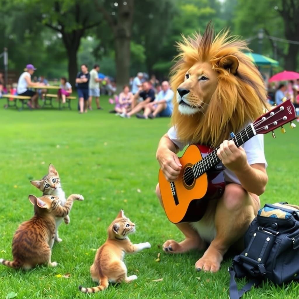 Whimsical Fourth of July Park Scene with Animals