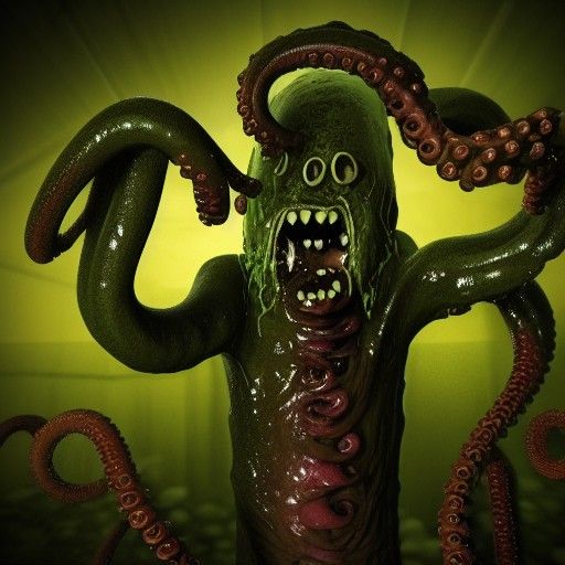 Gigantic Slime Creature in a Dark Forest