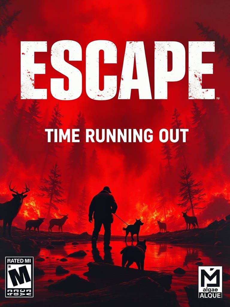 Fiery Escape: 3D Game Cover Art in Impasto Style