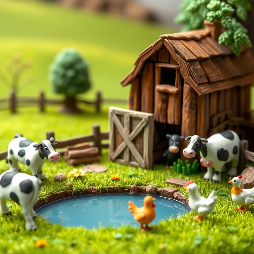Whimsical Claymation Farm Scene