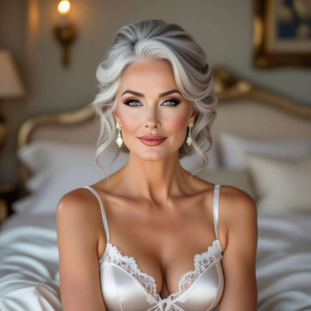 Elegant Woman in Silk Bra, High-Fashion Editorial Style