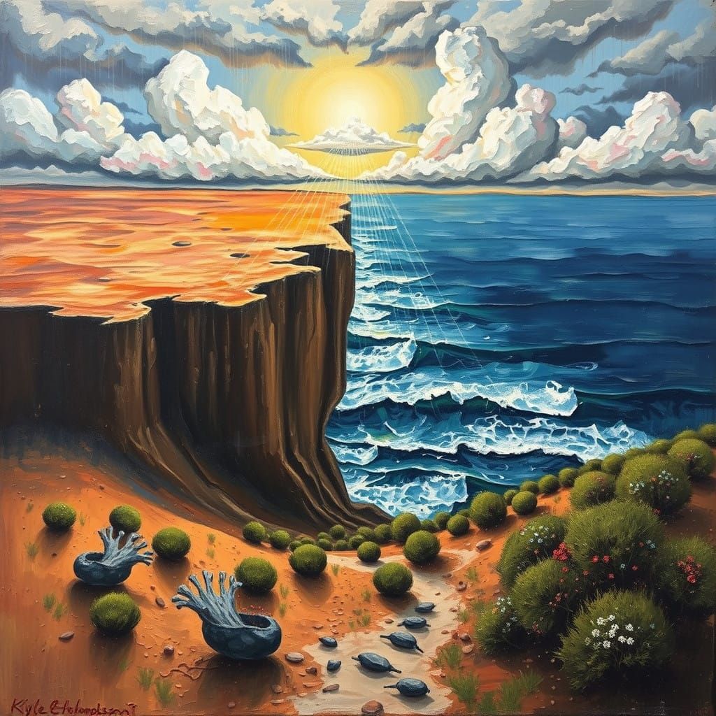 Surreal, Impasto Painting of Heavenly Hope Amidst Life's Str...