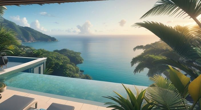 Terrace of a luxury villa infinity pool