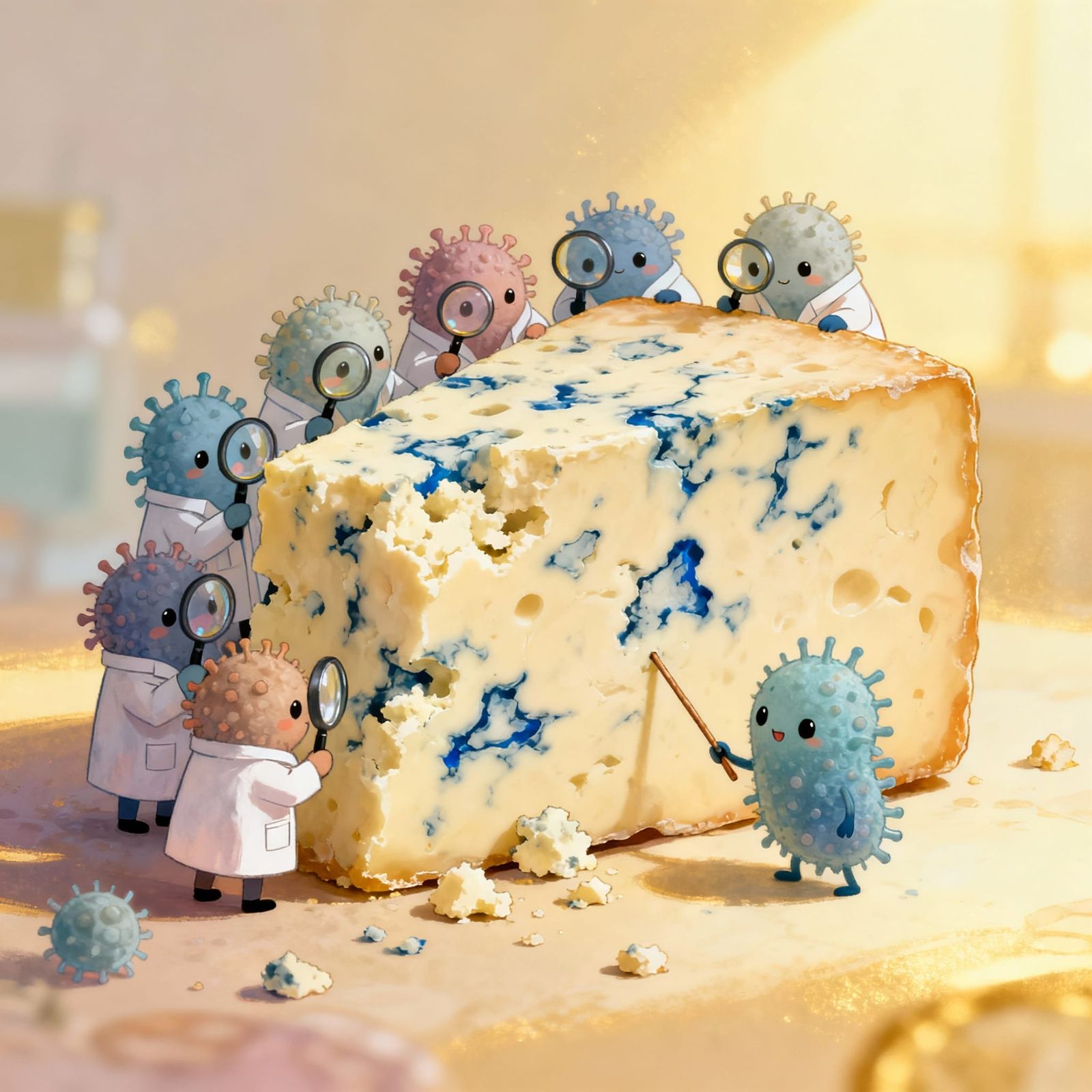 Curious Microbes Discover Giant Blue Cheese in Lab