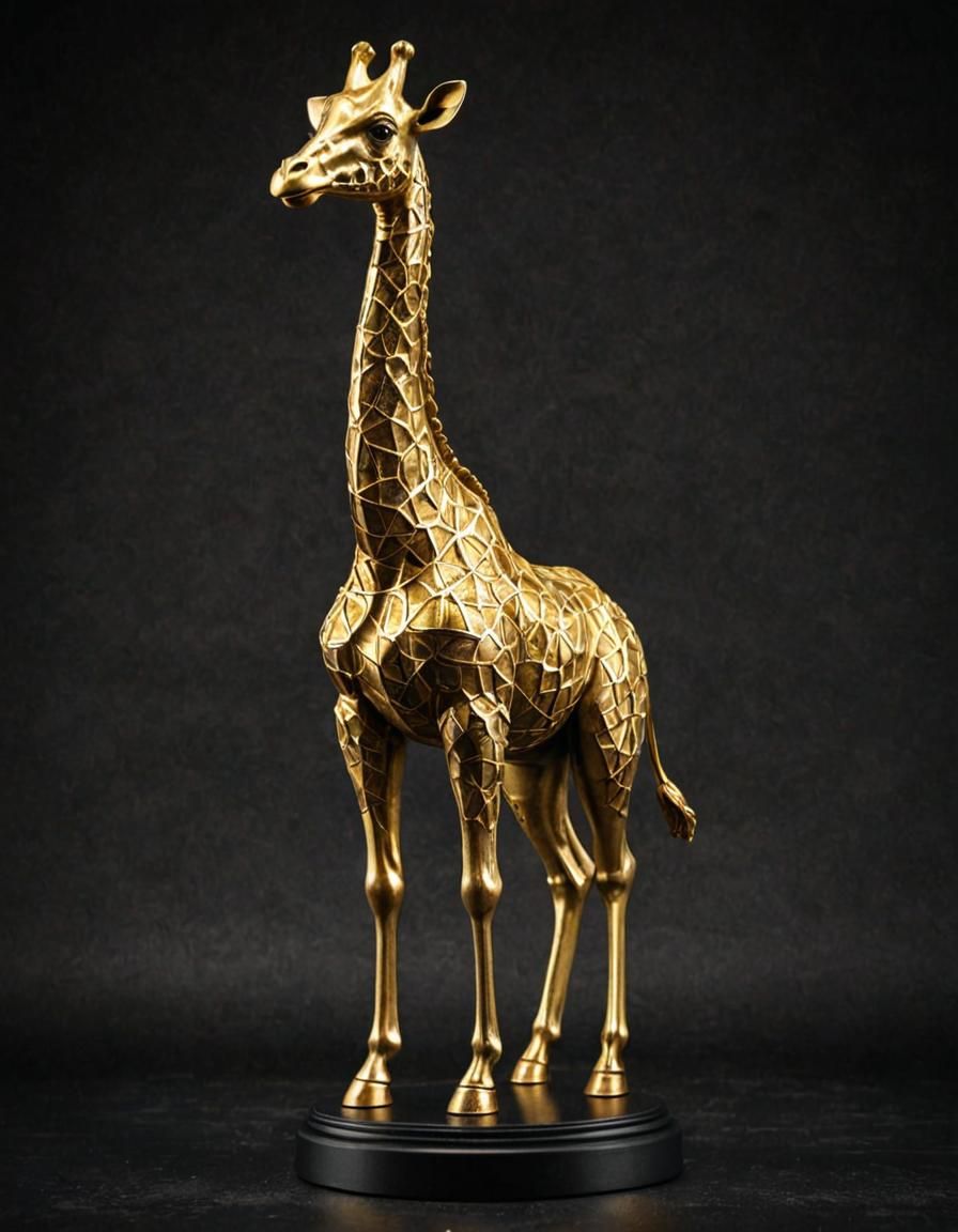 Golden Giraffe Statue with Detailed Texture