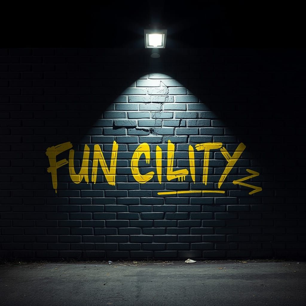 Dark and Foreboding Grey Brick Wall with Haunting Street Art