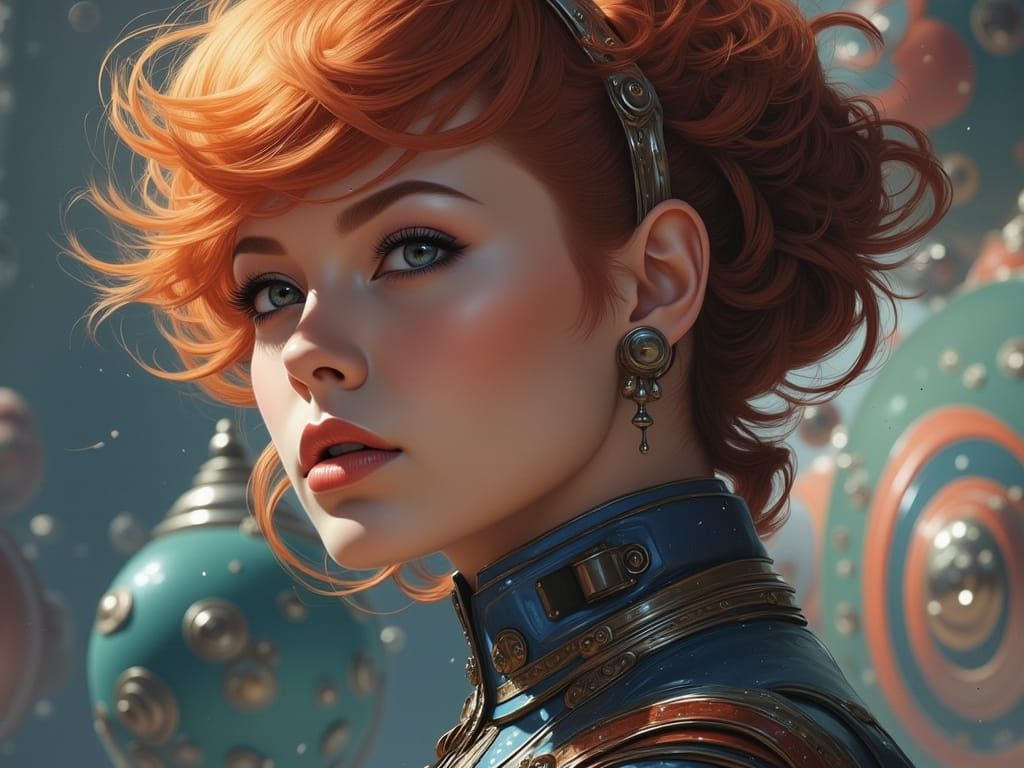 Elegant MissPixxy Clay Portrait in Retro-Futuristic Style