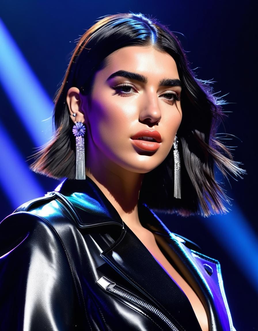 Ultrarealistic Portrait of Pop Singer on Stage
