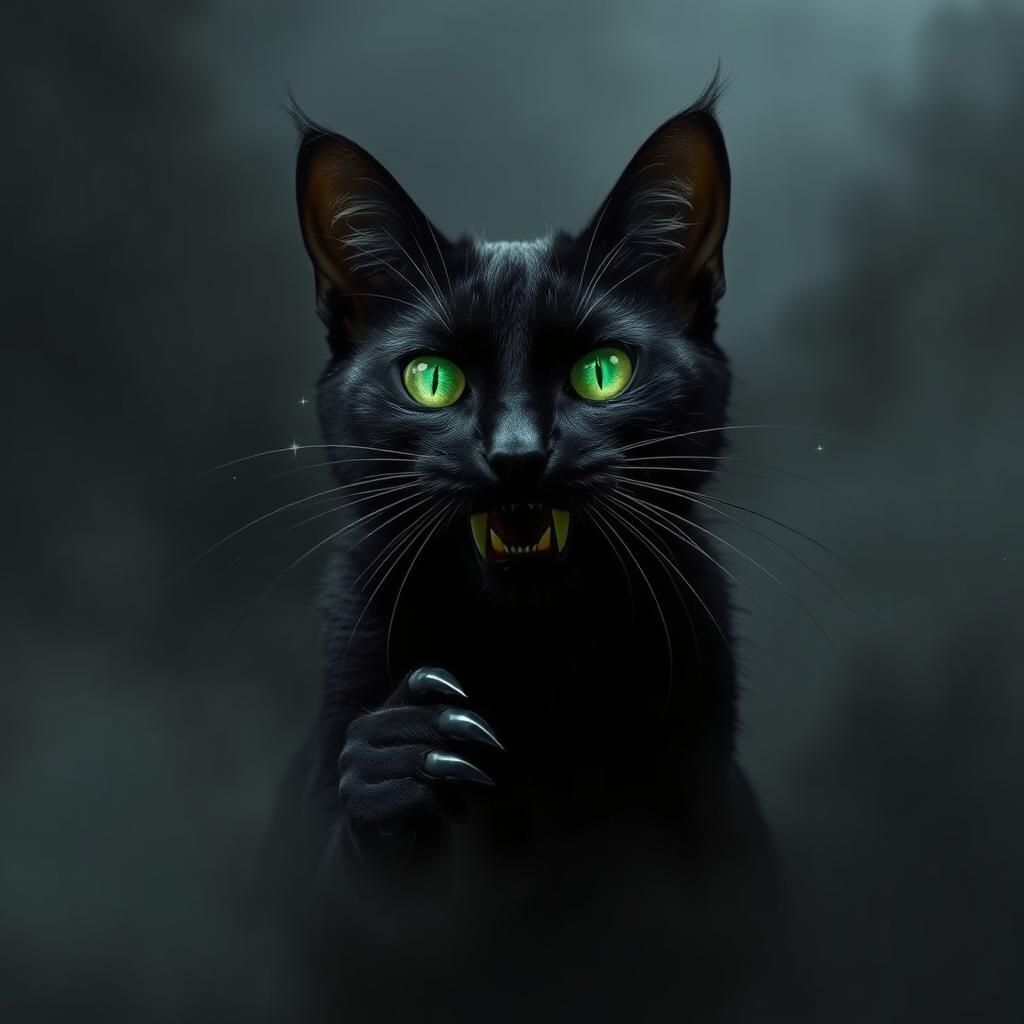 Black Cat in Ominous Gothic Atmosphere