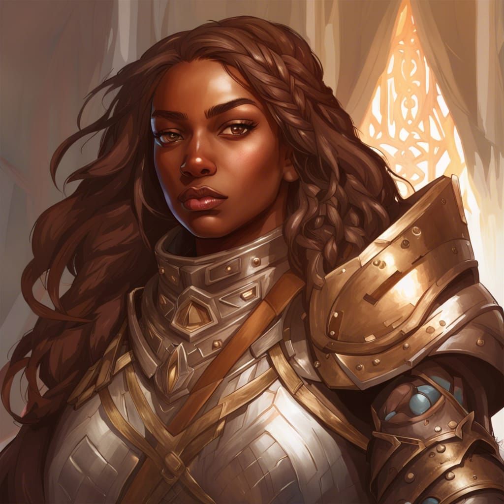 Armored Human Cleric Portrait in Detailed Style