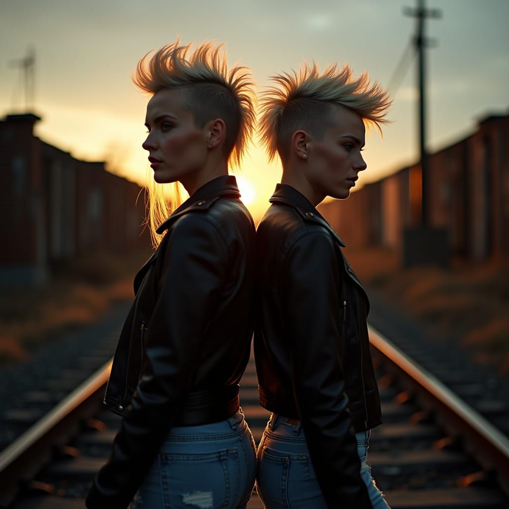 Punk Rock Women in Abandoned Rail Yard Photo